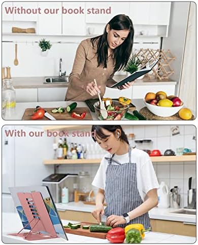 MSDADA Adjustable Book Stand for Reading and Cooking Morandi Pink