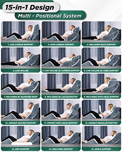 Lunix 4pcs Orthopedic Bed Wedge Pillow Set with Hot Cold Pack 1