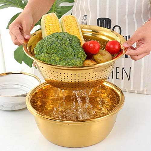 TEHAHA 3-in-1 Colander Set with Peeler and Mixing Bowl
