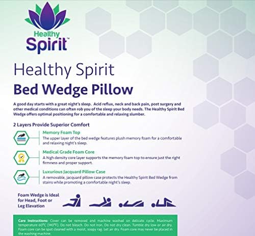 Healthy Spirit Bed Wedge Pillow - 75 Inch Height Memory Foam