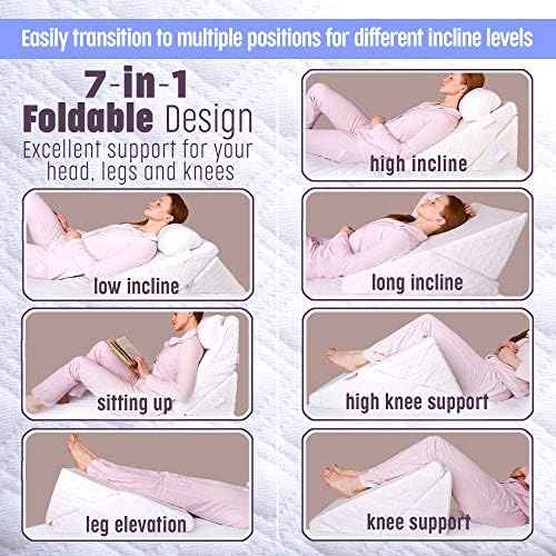 Flexicomfort Bed Wedge Pillow 7-in-1 Adjustable Post-Surgery Support