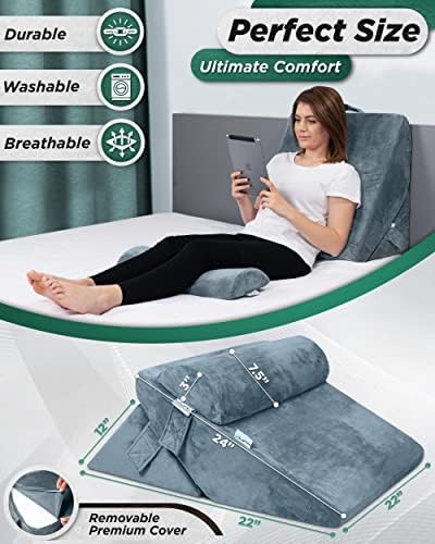 Lunix 3pcs Orthopedic Wedge Pillow Set for Pain Relief