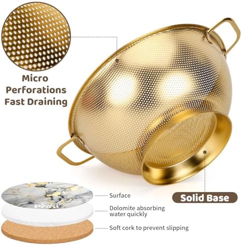 Solorprint 5 Quart Stainless Steel Colander with Coaster