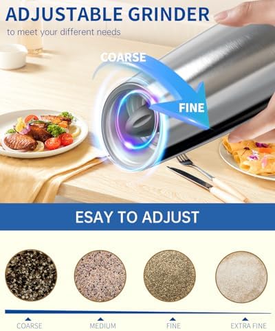 CIRCLE JOY Gravity Electric Salt Pepper Grinder Set with LED Light