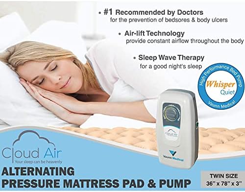 Vaunn Medical Cloud Air Mattress Topper with Pump - Quiet Pressure Relief