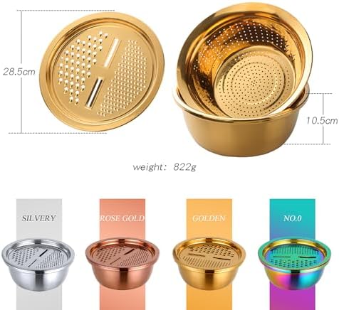 Meisha 3Pcs Stainless Steel Colander Set - Gold 1