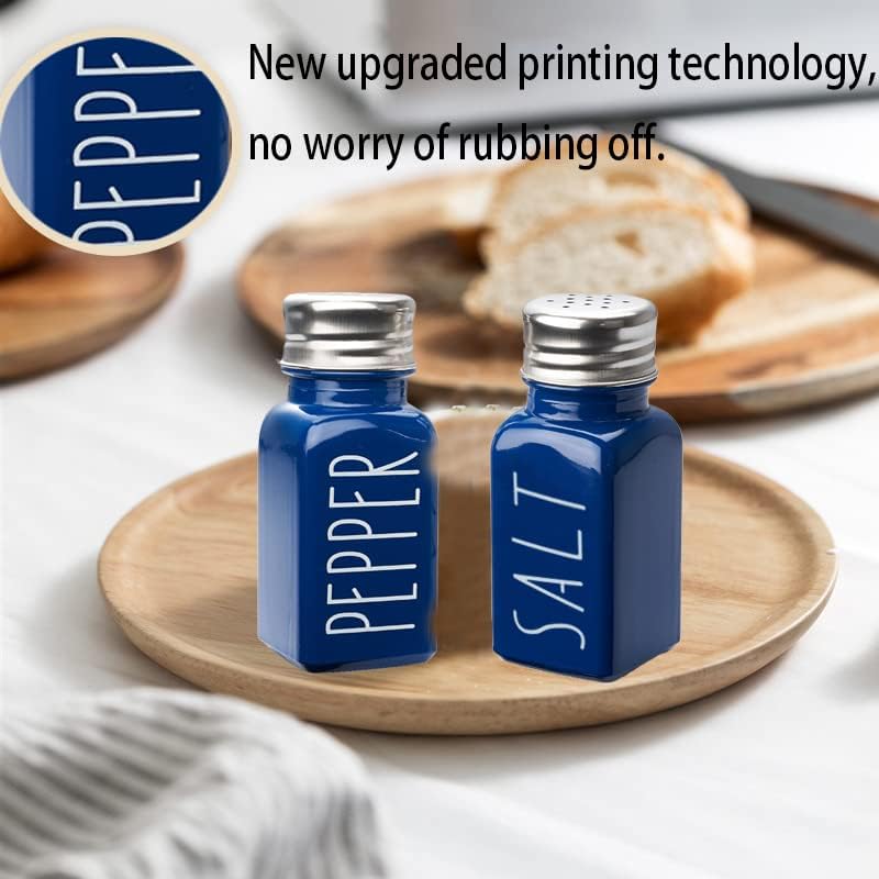 VICUKIE Farmhouse Salt Pepper Shakers Set in Blue