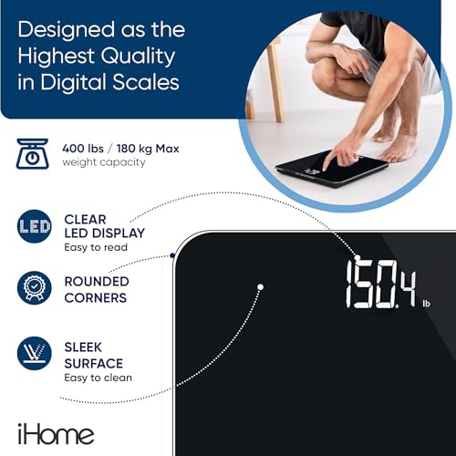 iHome Digital Scale for Body Weight Black