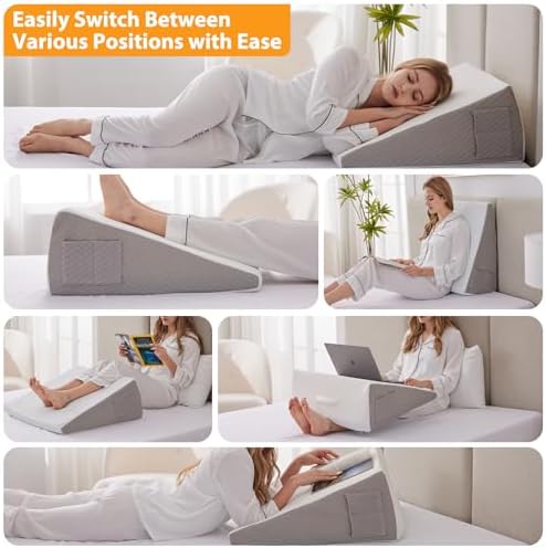 Ruqmuis 10 Wedge Pillow for Acid Reflux and Back Pain Relief
