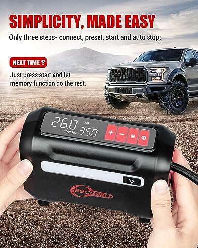 ROCGORLD R8 12V Tire Inflator Portable with Dual Digital Display