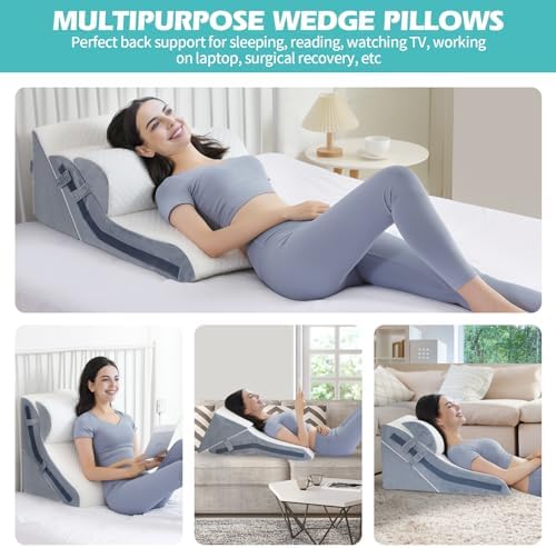 Simpledad Wedge Pillow Set 3PCS 15-in-1 Adjustable Memory Foam