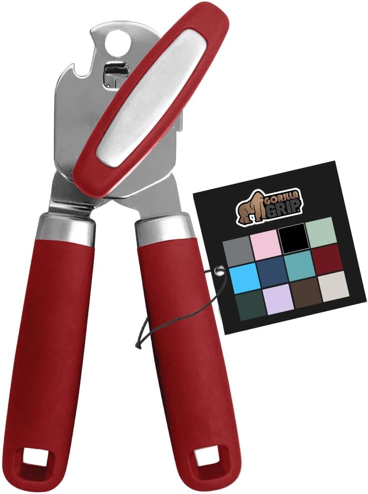 GORILLA GRIP Heavy Duty Can Opener with Bottle Opener Red