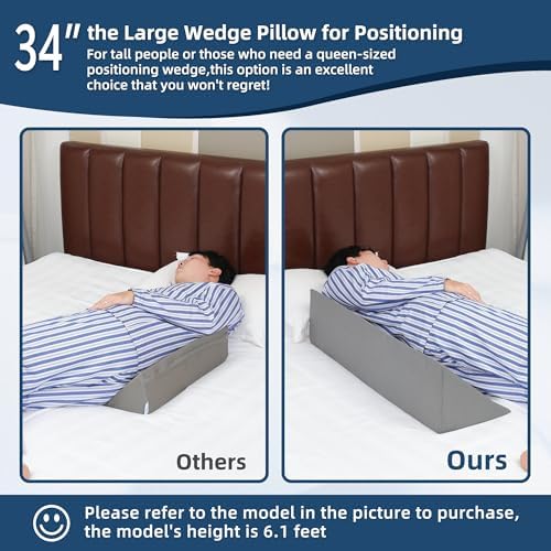Fanwer 34 Bed Wedge Pillow for Side Sleepers