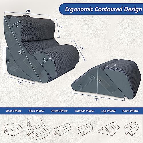 KingPavonini 6PCS Orthopedic Bed Wedge Pillow with Travel Bag
