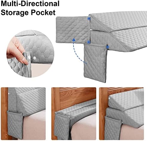 EUHAMS Queen Size Bed Wedge Pillow - 60x10x6 Gray