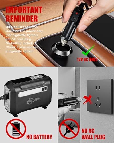 ROCGORLD R8 12V Tire Inflator Portable with Dual Digital Display