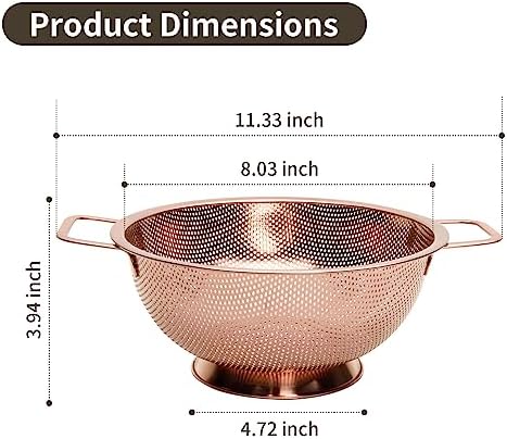BLAGAIN 3-Quart Rose Gold Colander with Handle 1