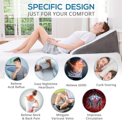 Sasttie 12 Wedge Pillow for Sleep Apnea and Acid Reflux Relief
