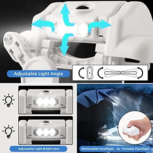 MORDUEDDE Lighted Head Magnifying Glasses with 15X-13X Magnification 1