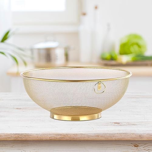 Gold Rice Washing Colander with Handle and Base