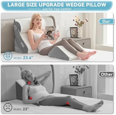 Kingfun 4PC Orthopedic Wedge Pillow Set with Travel Bag
