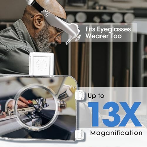 MORDUEDDE Lighted Head Magnifying Glasses with 15X-13X Magnification 1