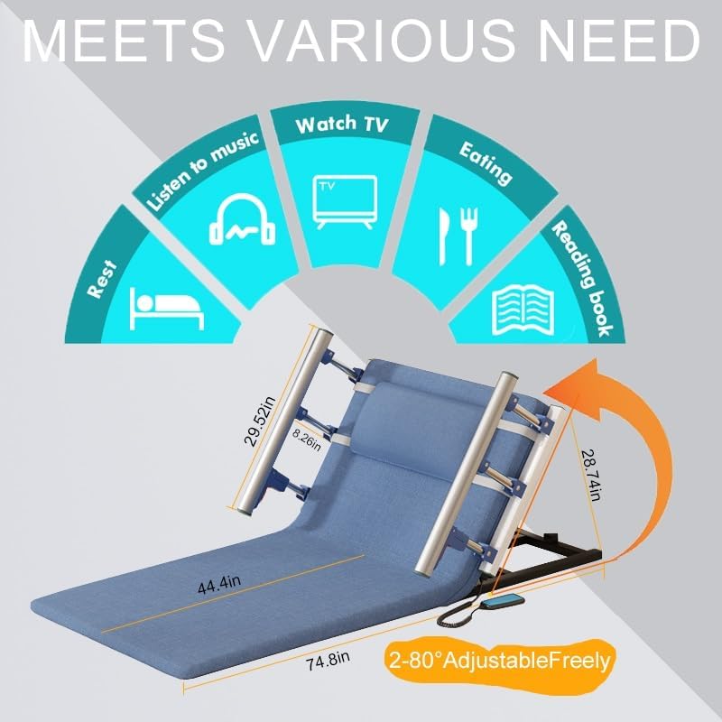 Electric Lifting Bed Backrest with Foldable Armrests