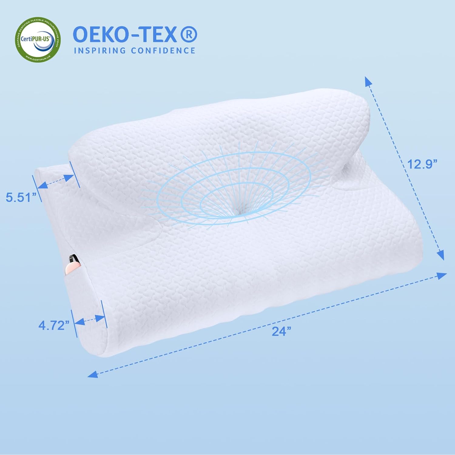 Contoured Cervical Neck Pillow for Sleep Support