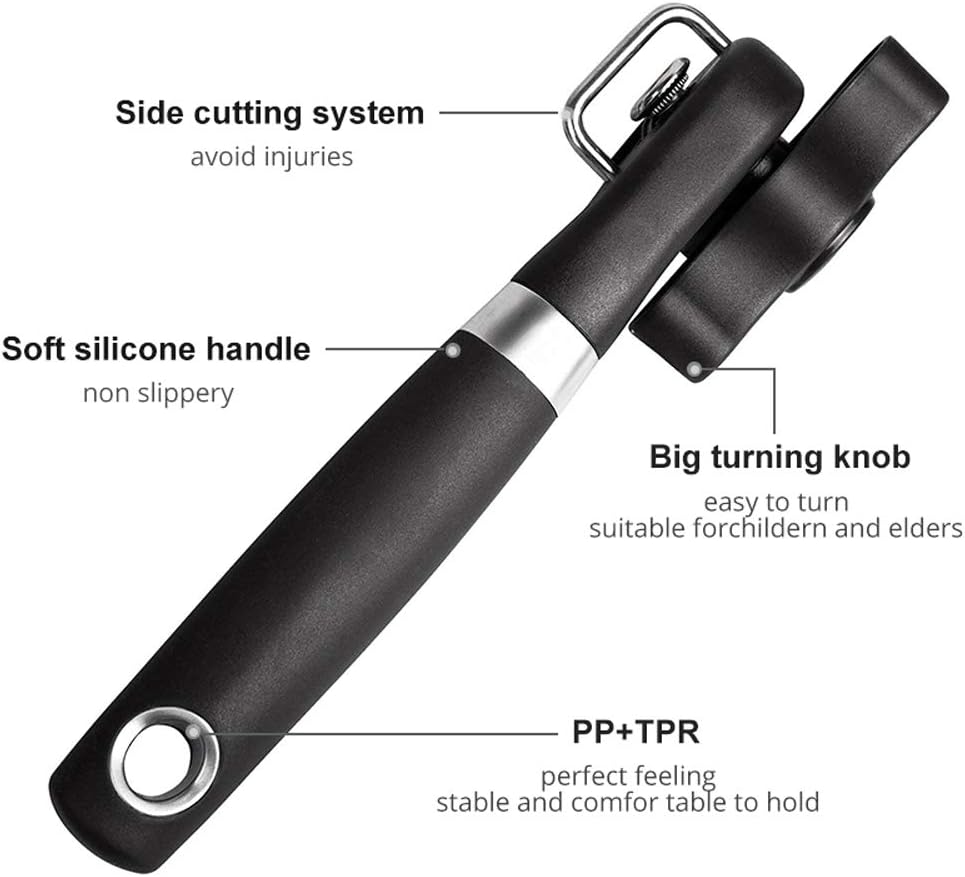 RICKUNCL Manual Can Opener with Soft Grip and Smooth Edge