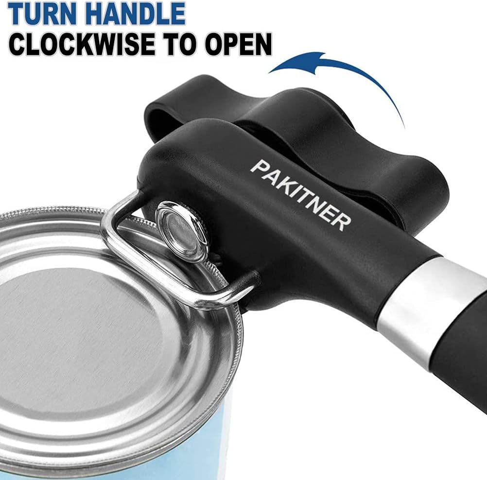 PAKITNER Safe Cut Can Opener - Manual Food Grade Stainless Steel Ergonomic