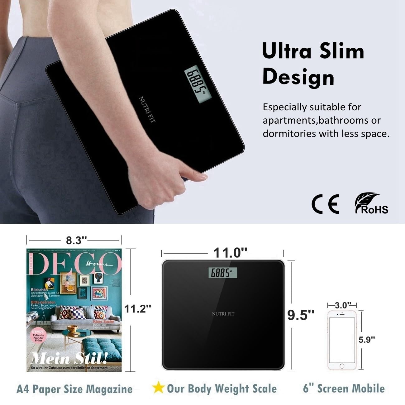 NUTRI FIT Digital Bathroom Scale for Accurate Weight Tracking