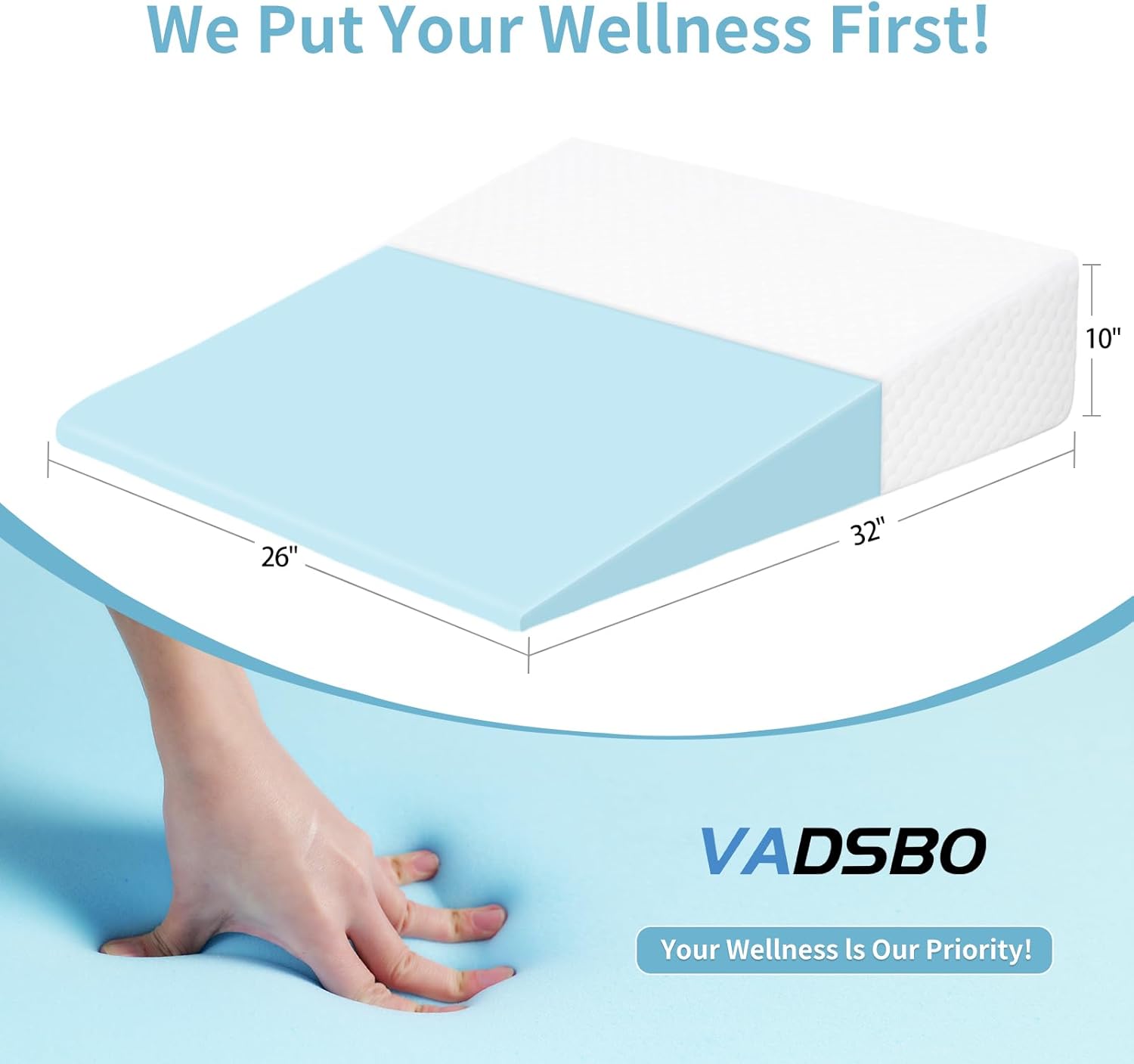 VADSBO 10in Foam Wedge Pillow with Washable Cover