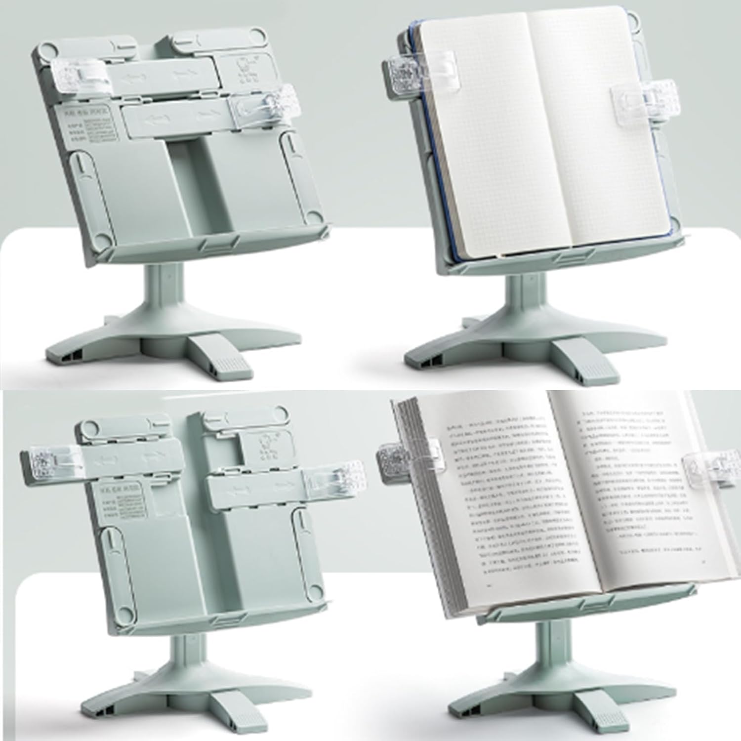 Folding Bookstand with Height and Angle Adjustments for Reading and Cooking