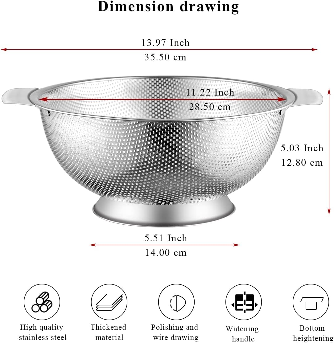 Kyraton 5 Quart Stainless Steel Colander - Dishwasher Safe