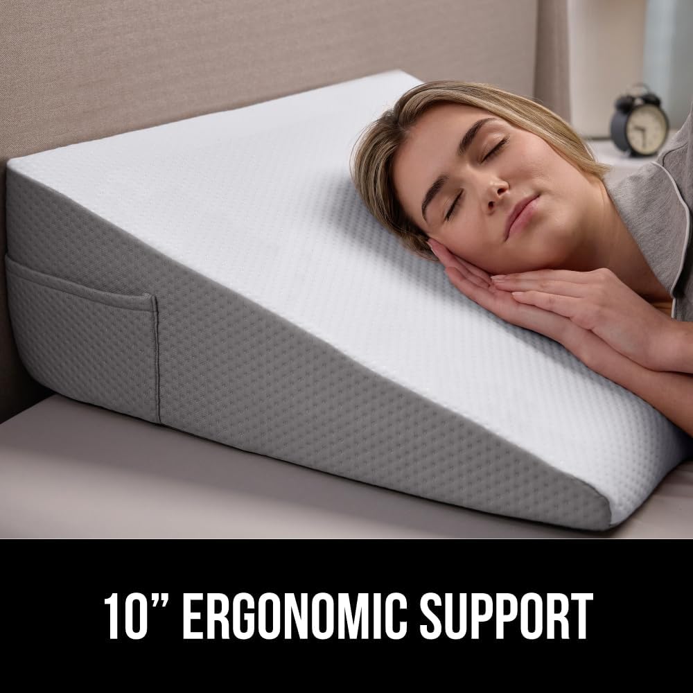 GORILLA GRIP Bed Wedge Pillow with Dots and Storage
