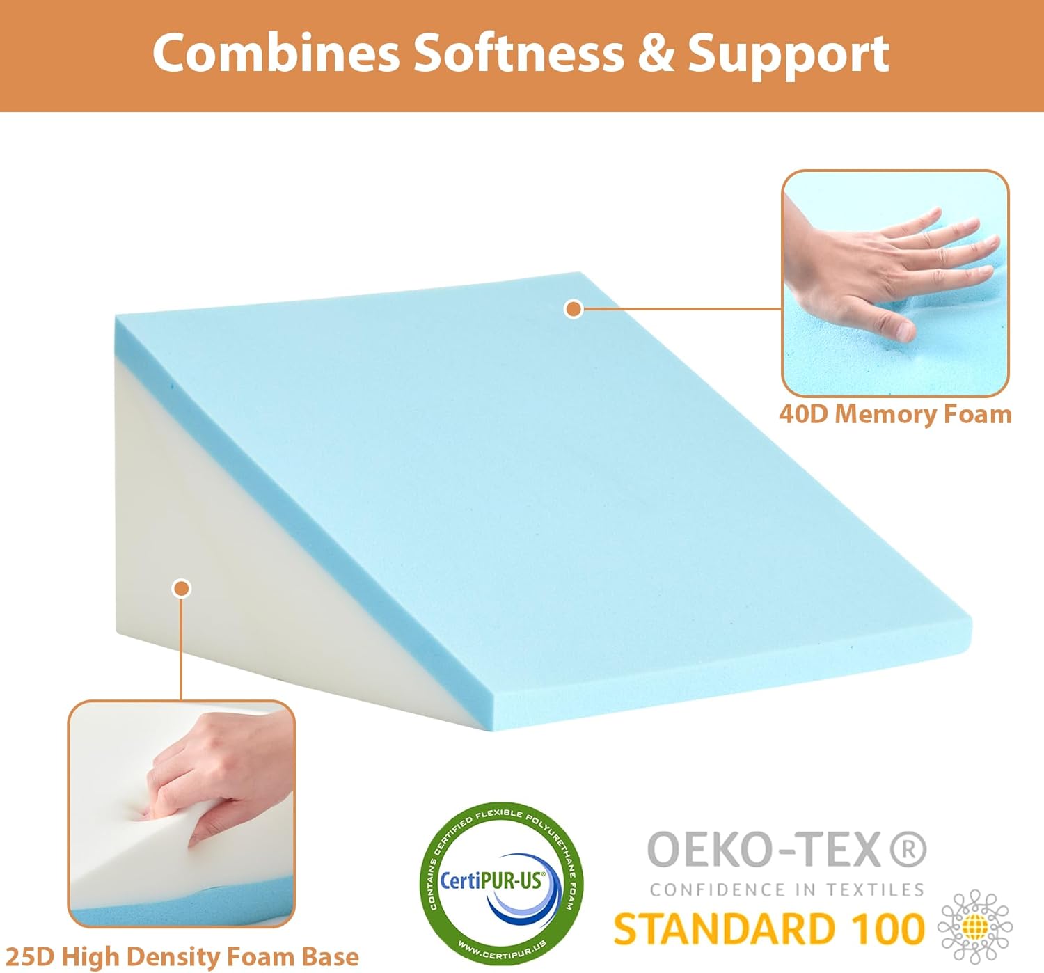 3PCS Wedge Pillow Set for Back Support and Pain Relief