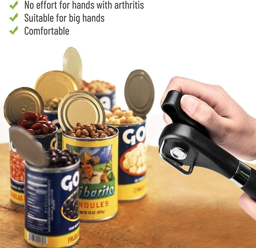RICKUNCL Manual Can Opener with Soft Grip and Smooth Edge