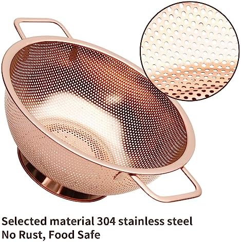 BLAGAIN 3-Quart Rose Gold Colander with Handle 1
