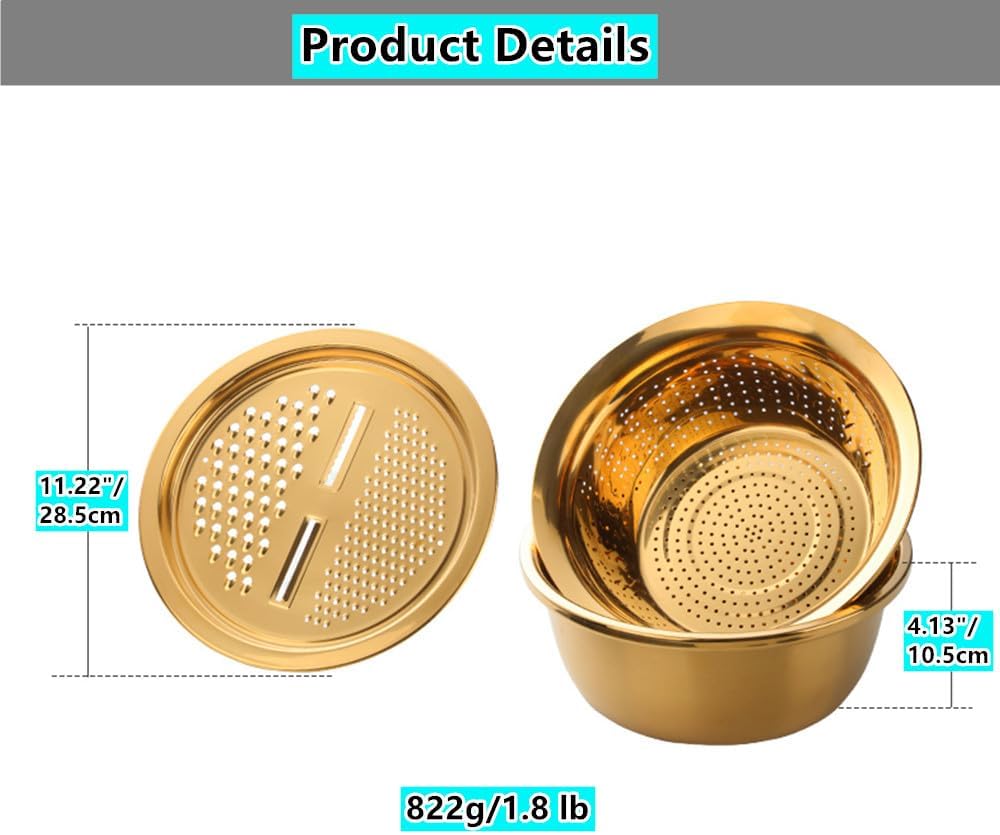 QOBIMOON 3PC Colander Set Stainless Steel