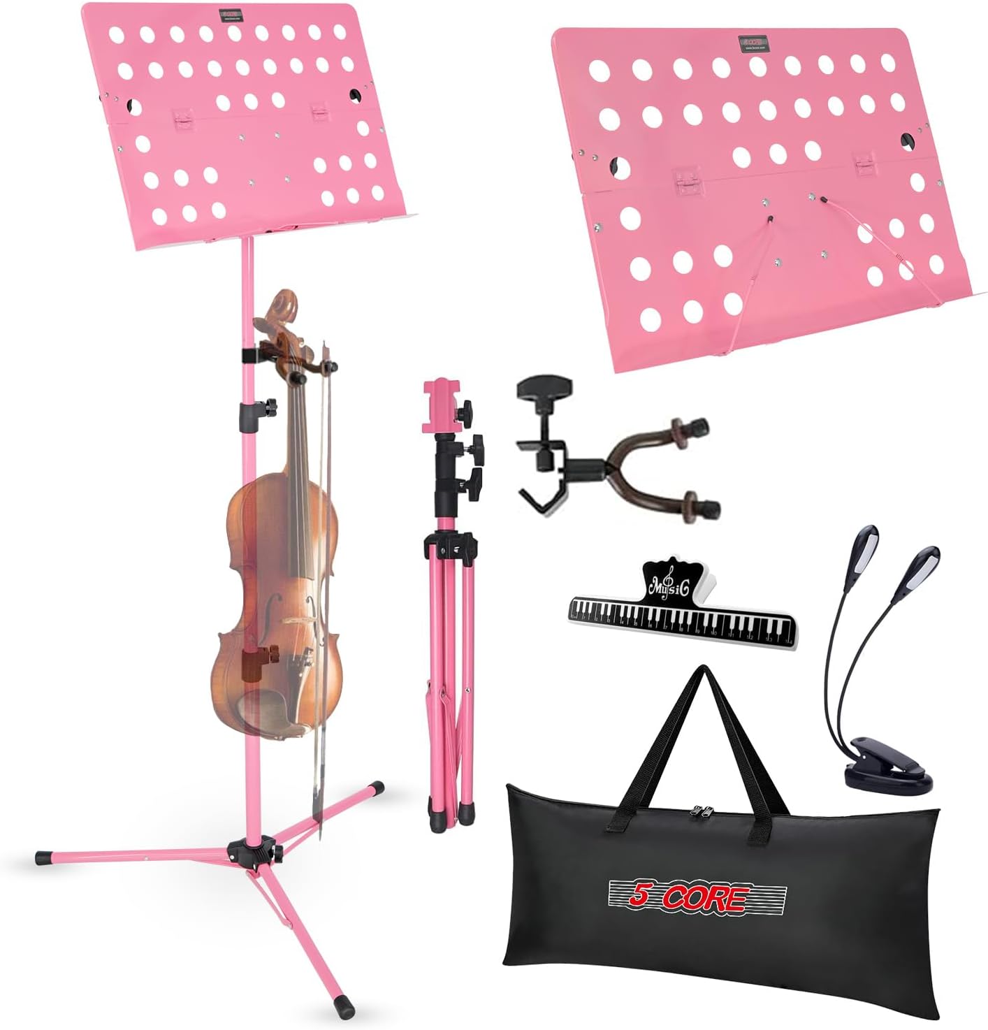 5Core Music Stand with Light Clip and Adjustable Height