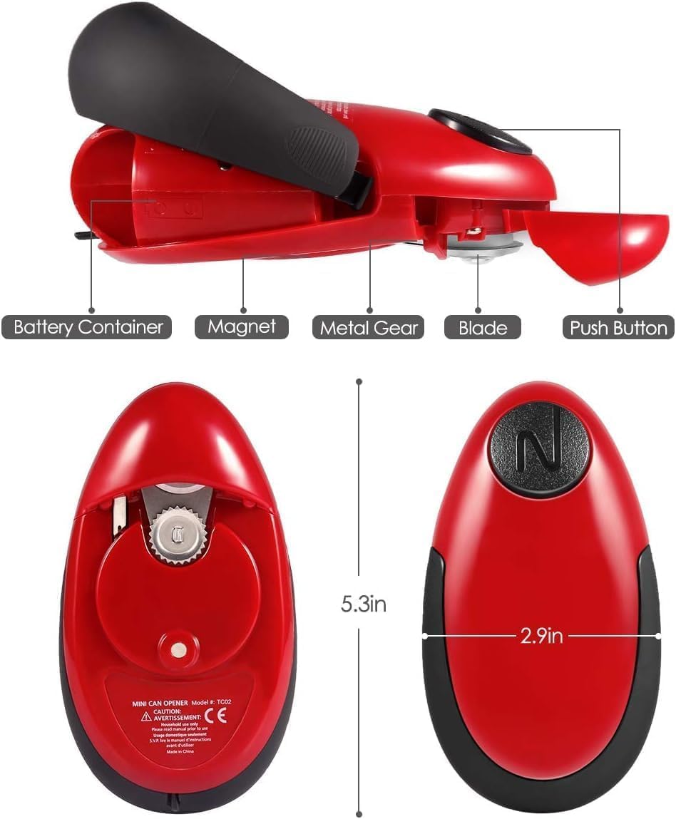 ViperSnap Electric Can Opener - Hand Free Red Battery Operated 1