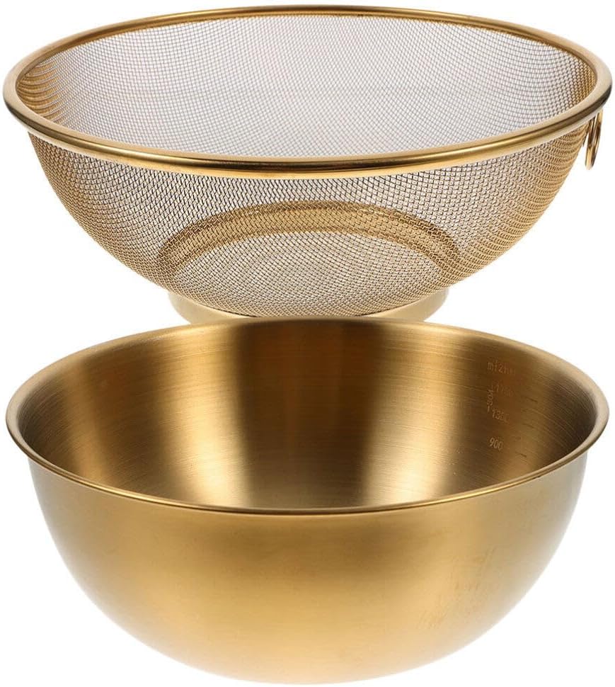 Luxshiny 2pc Stainless Steel Colander Set with Basin