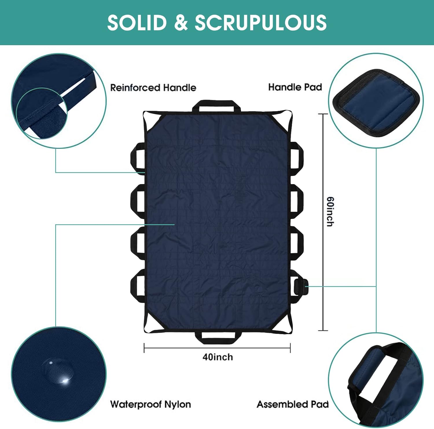 Tinfaul 60x40 Positioning Bed Pad with Handles