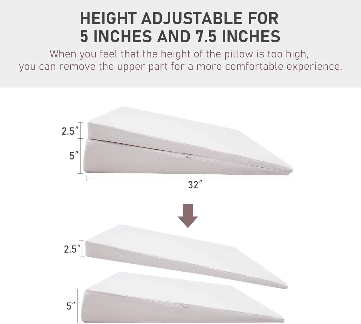 SUNYRISY Adjustable Bed Wedge Pillow with Washable Cover