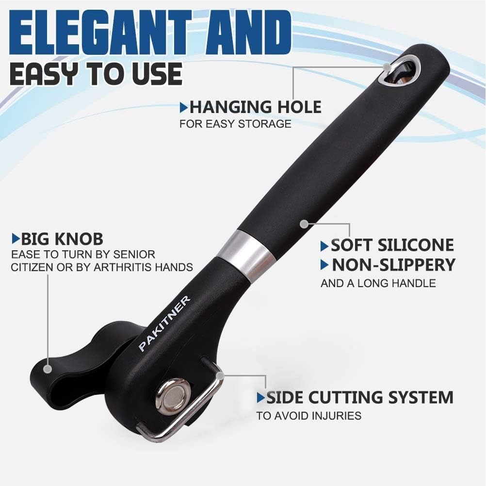 PAKITNER Safe Cut Can Opener - Manual Food Grade Stainless Steel Ergonomic