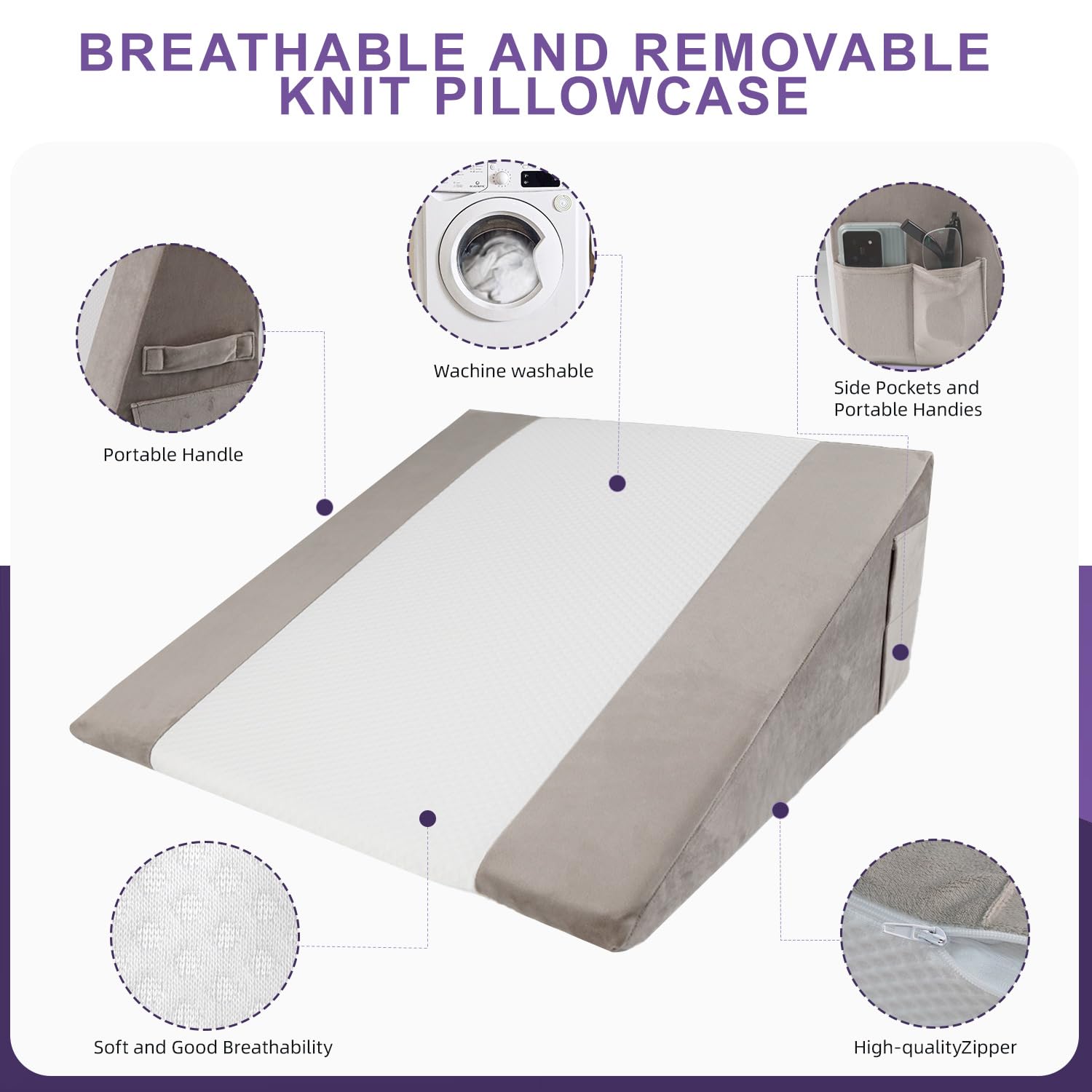 Premium Foam Wedge Pillow for Sleep and Back Support