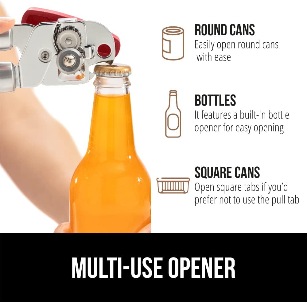 GORILLA GRIP Heavy Duty Can Opener with Bottle Opener Red