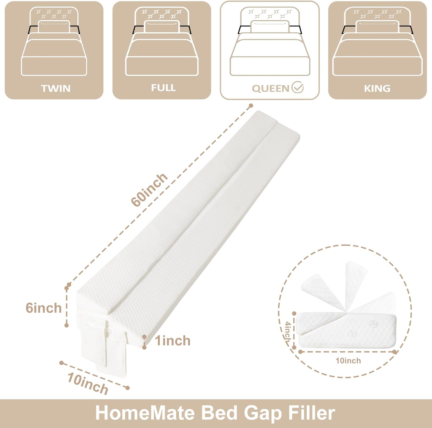 Homemate Foldable Bed Wedge Pillow for Headboard