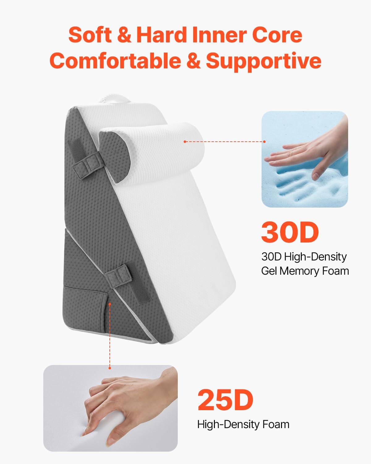 VEVOR 3 Pcs Adjustable Orthopedic Bed Wedge Pillow Set