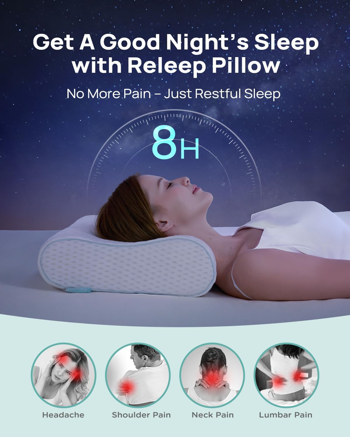 Releep Cervical Neck Pillow - Adjustable Support for All Sleepers